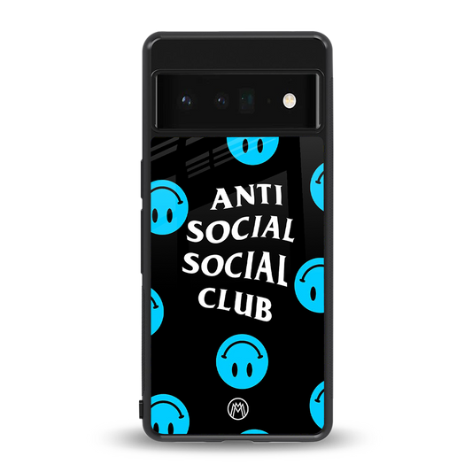 anti social social club x smileys back phone cover | glass case for google pixel 6 pro