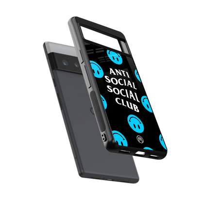 anti social social club x smileys back phone cover | glass case for google pixel 6 pro