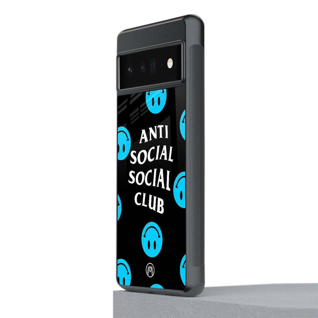 anti social social club x smileys back phone cover | glass case for google pixel 6 pro