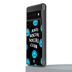 anti social social club x smileys back phone cover | glass case for google pixel 6 pro