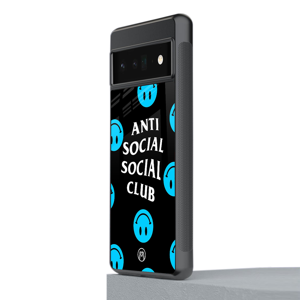 anti social social club x smileys back phone cover | glass case for google pixel 6 pro