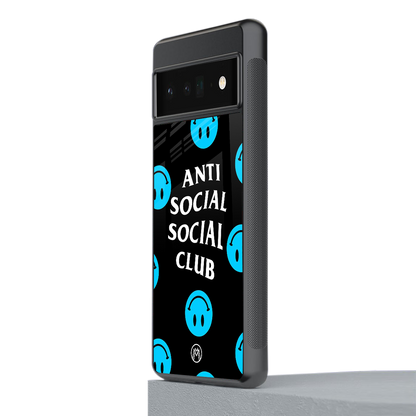 anti social social club x smileys back phone cover | glass case for google pixel 6 pro