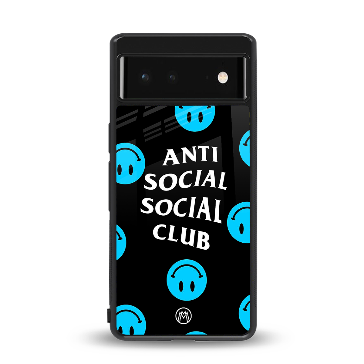 anti social social club x smileys back phone cover | glass case for google pixel 6
