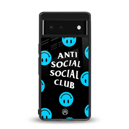 anti social social club x smileys back phone cover | glass case for Google Pixel 6A