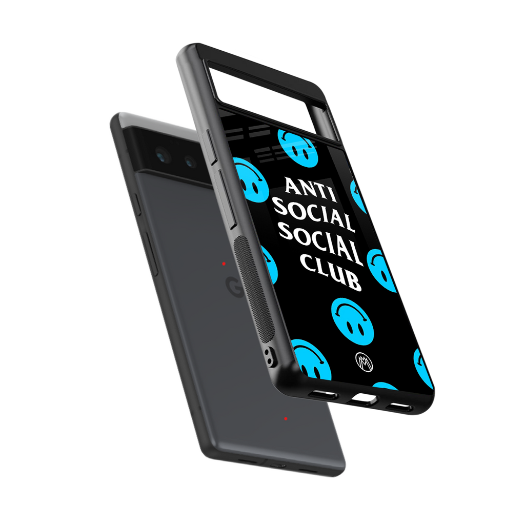 anti social social club x smileys back phone cover | glass case for google pixel 6