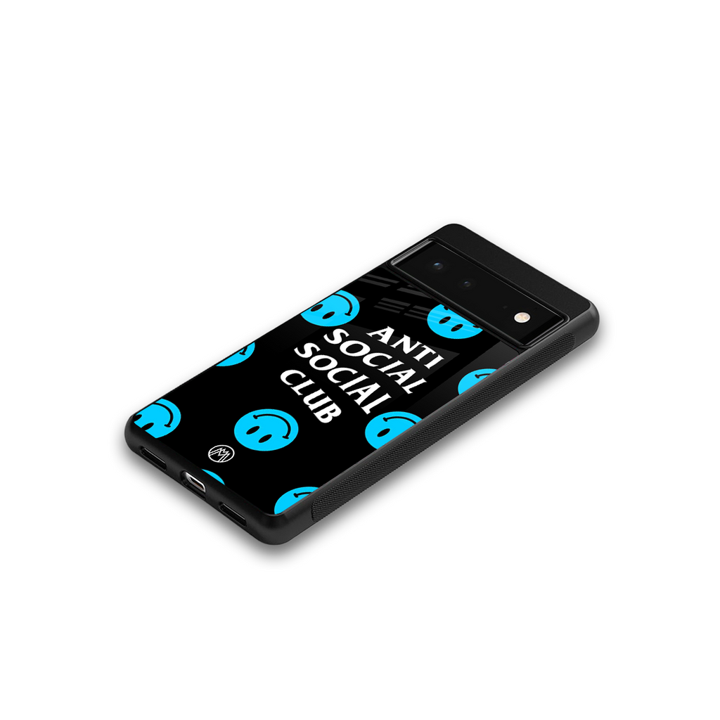 anti social social club x smileys back phone cover | glass case for google pixel 6