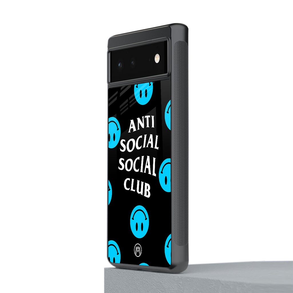 anti social social club x smileys back phone cover | glass case for google pixel 6