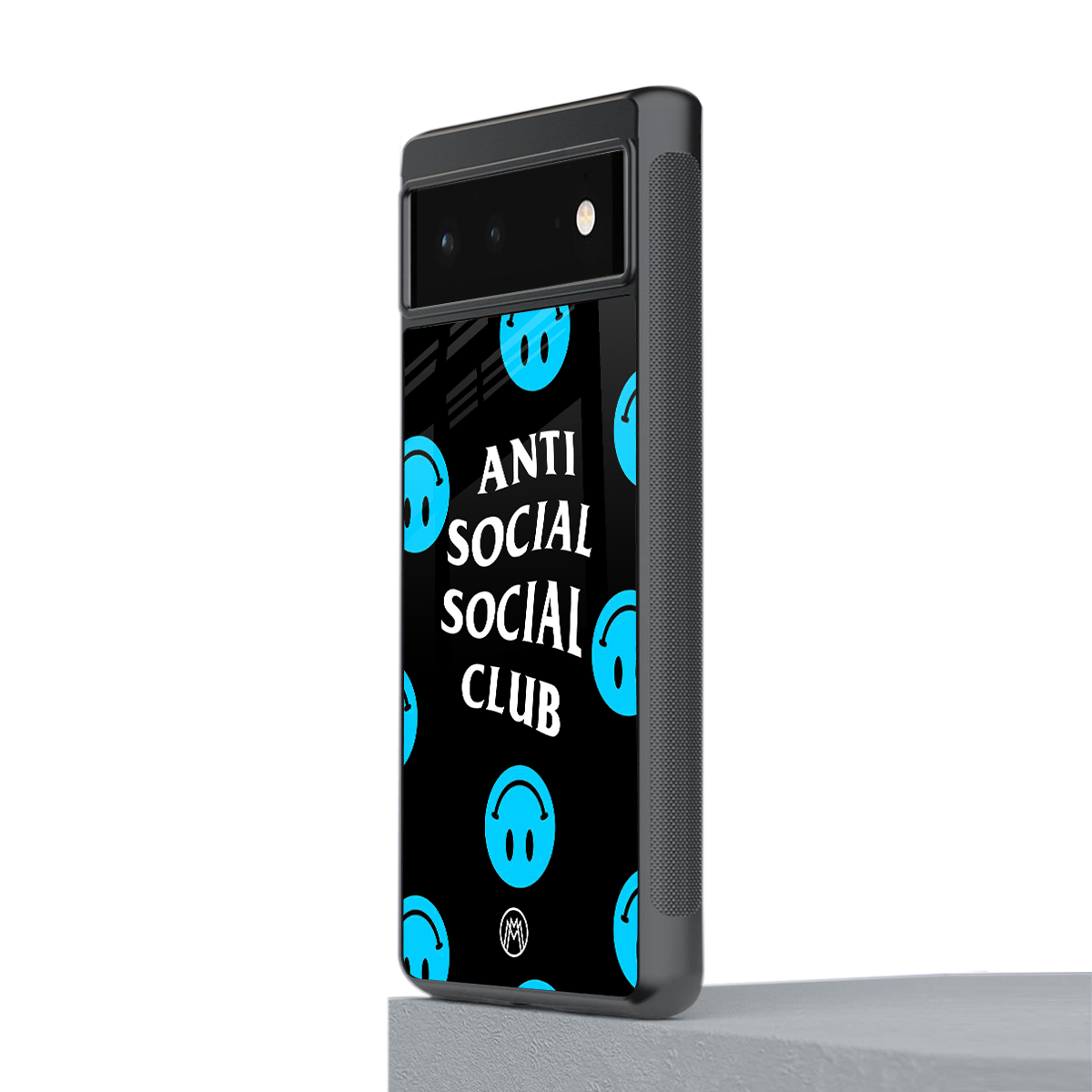 anti social social club x smileys back phone cover | glass case for google pixel 6