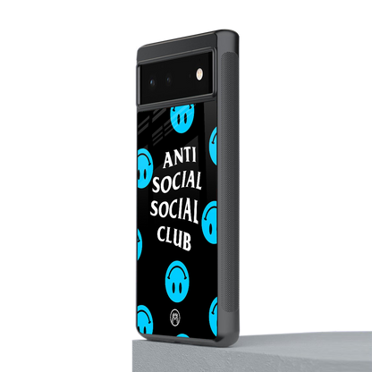 anti social social club x smileys back phone cover | glass case for Google Pixel 6A
