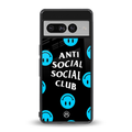 anti social social club x smileys back phone cover | glass case for google pixel 7 pro