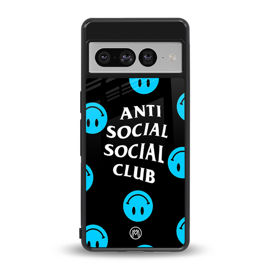 anti social social club x smileys back phone cover | glass case for google pixel 7 pro