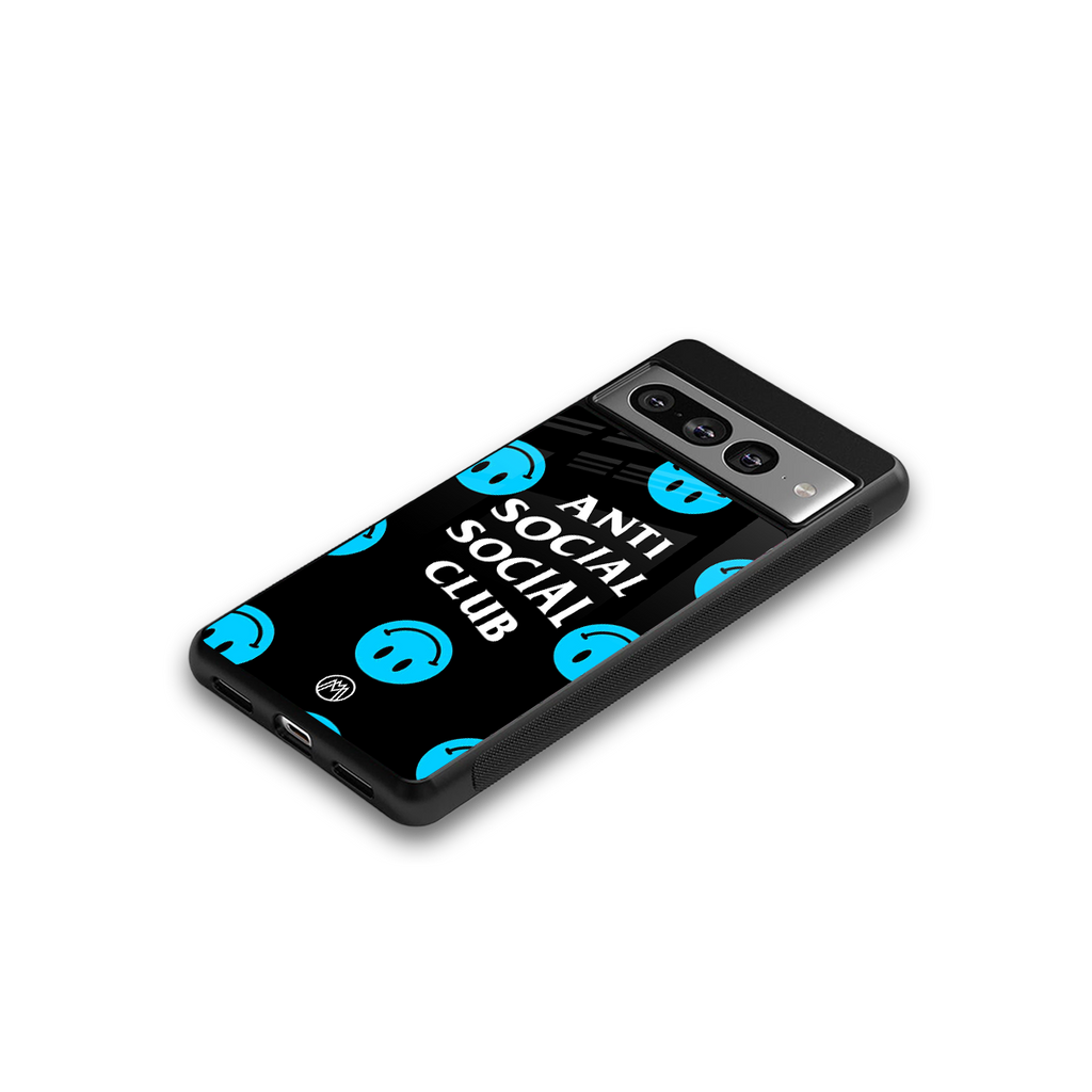 anti social social club x smileys back phone cover | glass case for google pixel 7 pro