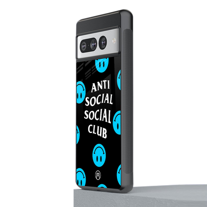 anti social social club x smileys back phone cover | glass case for google pixel 7 pro