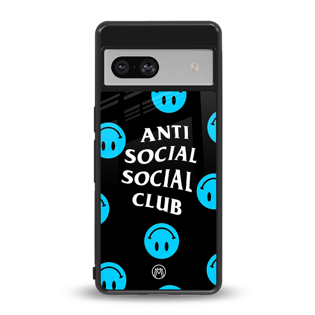 anti social social club x smileys back phone cover | glass case for Google Pixel 7A
