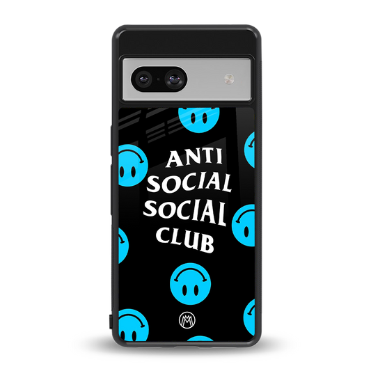 anti social social club x smileys back phone cover | glass case for Google Pixel 7A
