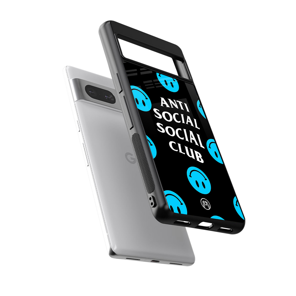 anti social social club x smileys back phone cover | glass case for Google Pixel 7A