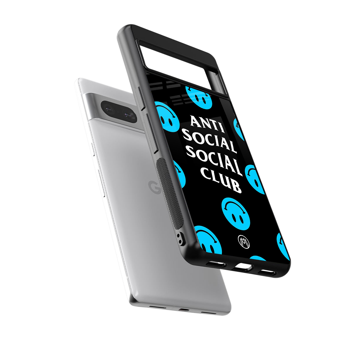 anti social social club x smileys back phone cover | glass case for Google Pixel 7A