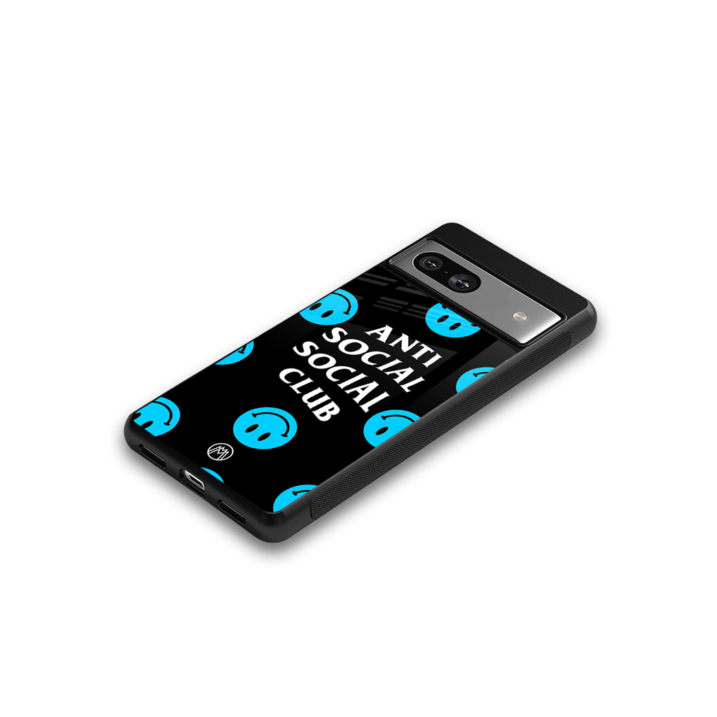 anti social social club x smileys back phone cover | glass case for Google Pixel 7