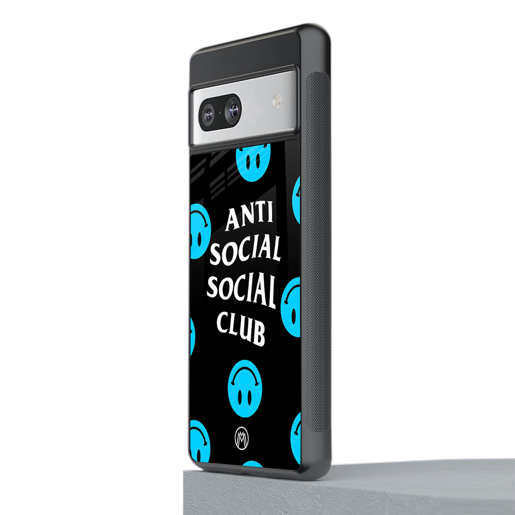 anti social social club x smileys back phone cover | glass case for Google Pixel 7
