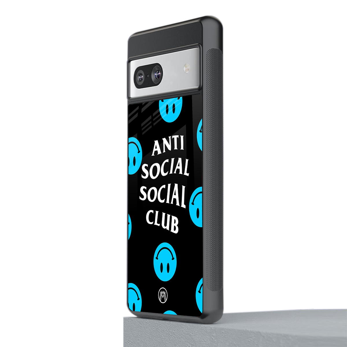 anti social social club x smileys back phone cover | glass case for Google Pixel 7A