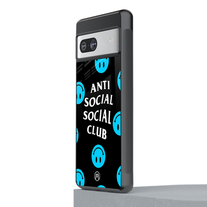 anti social social club x smileys back phone cover | glass case for Google Pixel 7A