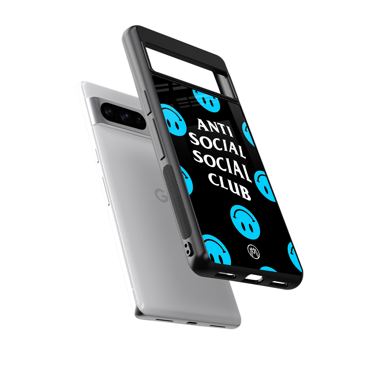 anti social social club x smileys back phone cover | glass case for google pixel 8 pro