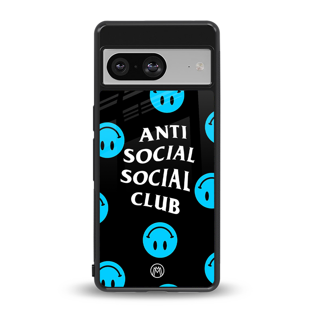 anti social social club x smileys back phone cover | glass case for Google Pixel 8