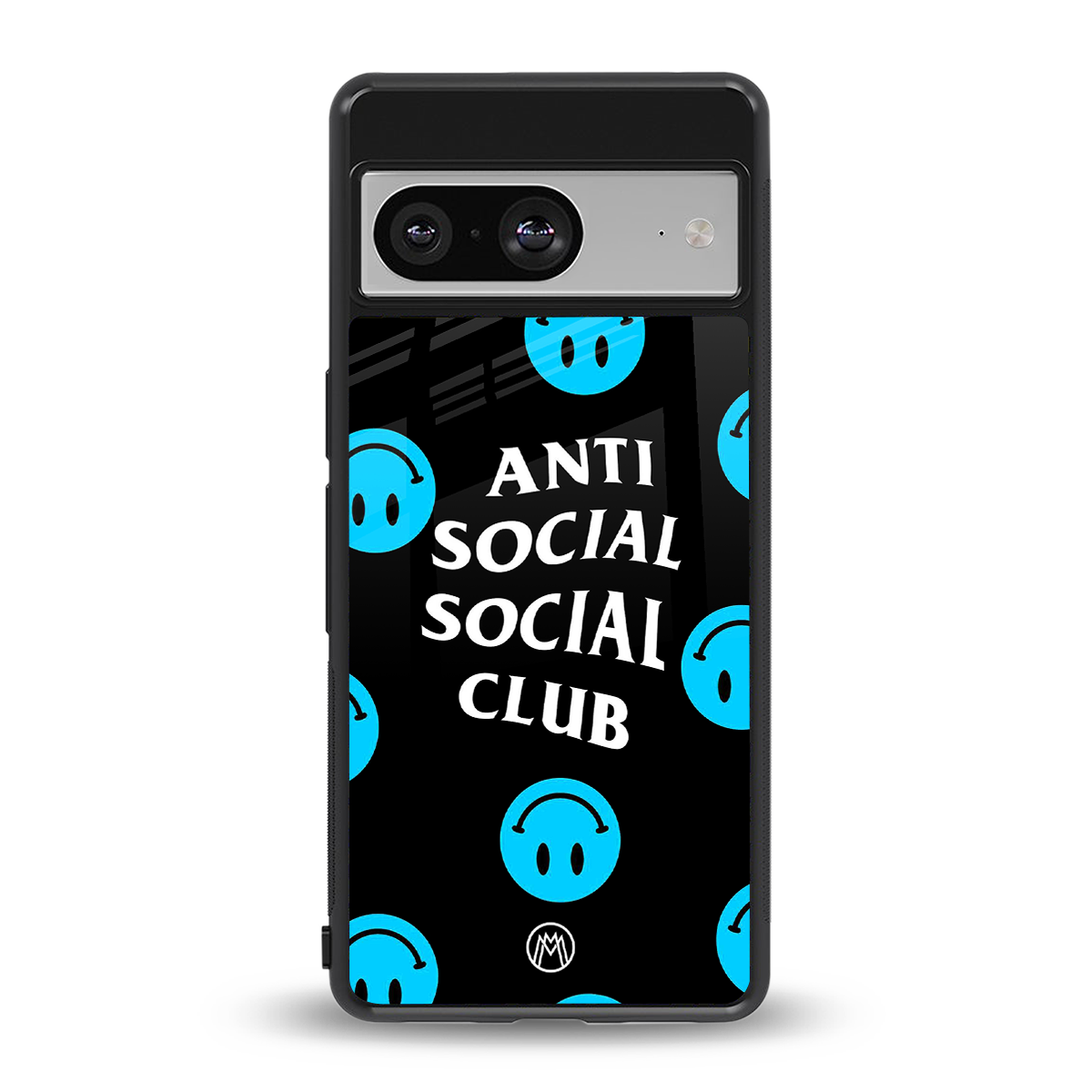 anti social social club x smileys back phone cover | glass case for Google Pixel 8
