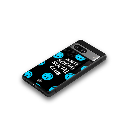 anti social social club x smileys back phone cover | glass case for Google Pixel 8