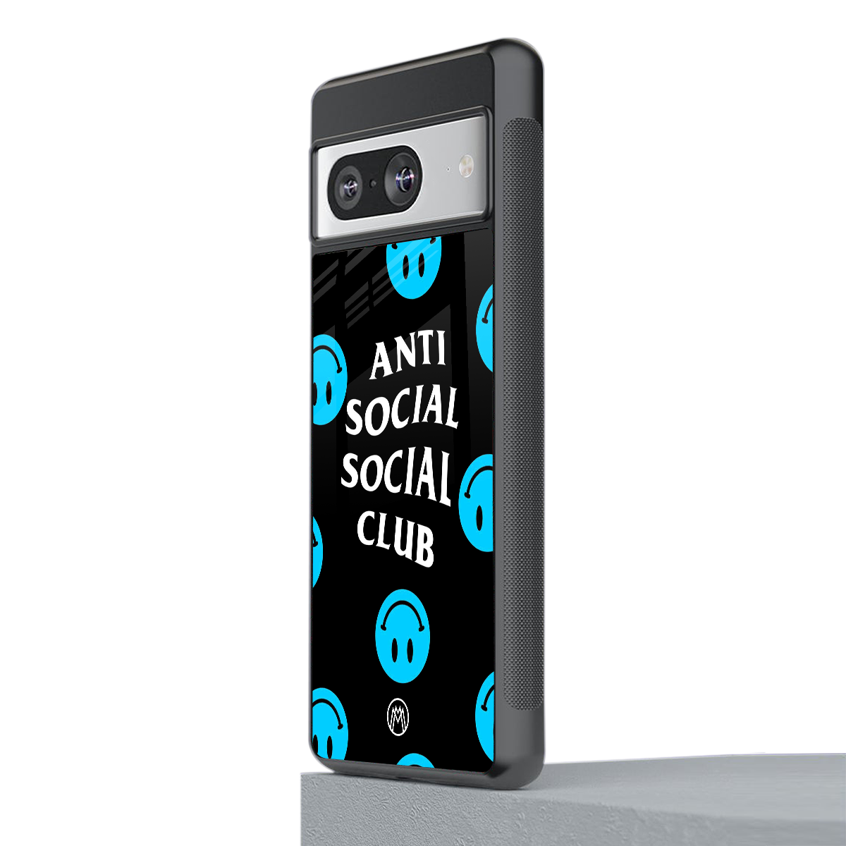 anti social social club x smileys back phone cover | glass case for Google Pixel 8