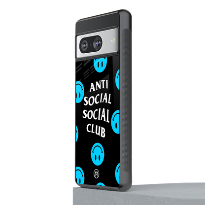 anti social social club x smileys back phone cover | glass case for Google Pixel 8
