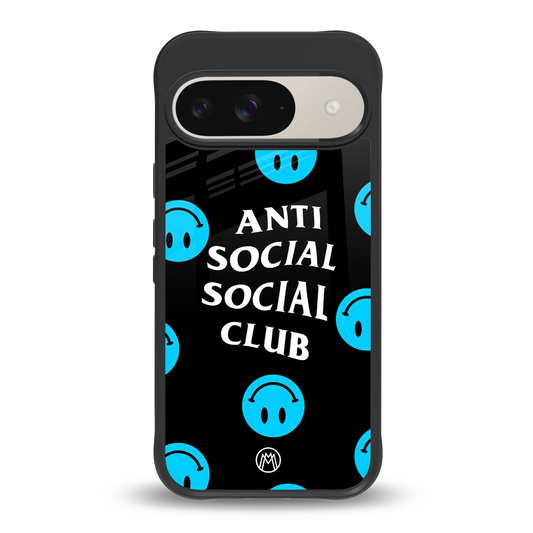 anti social social club x smileys back phone cover | glass case for google pixel 9