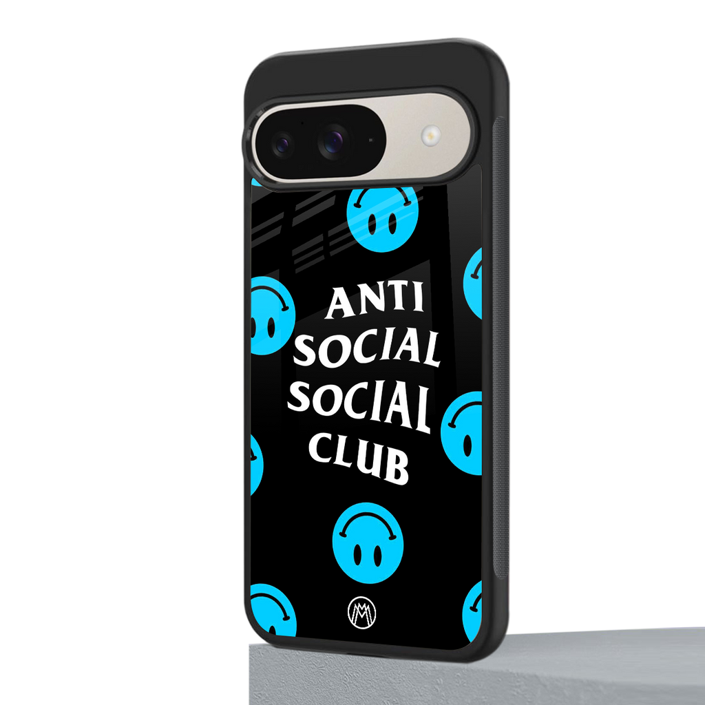 anti social social club x smileys back phone cover | glass case for google pixel 9