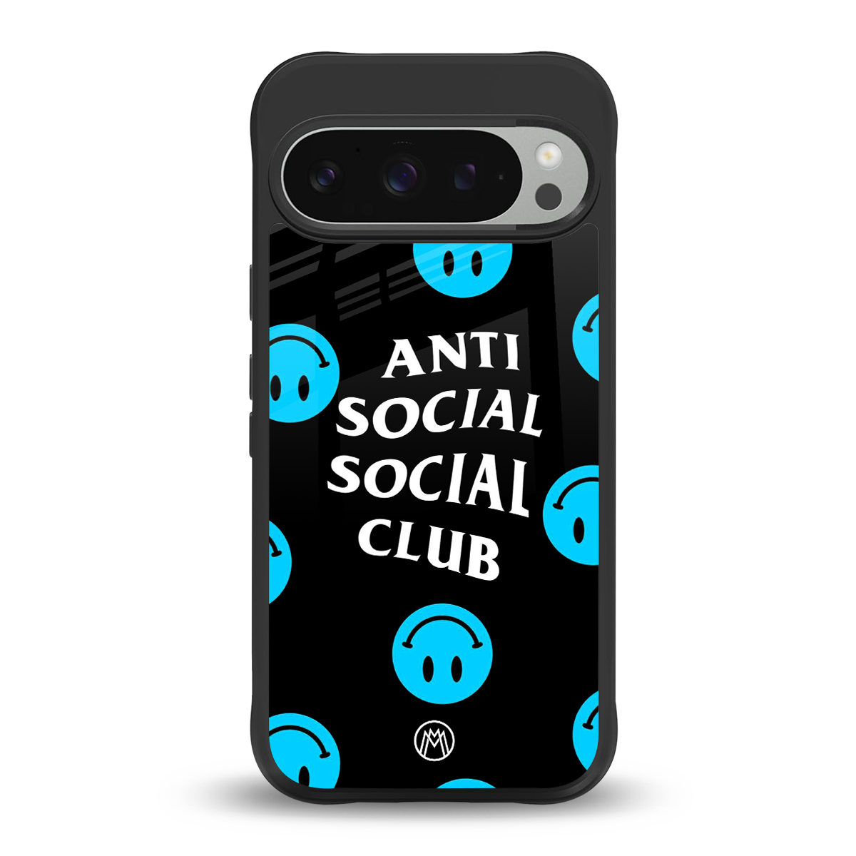 anti social social club x smileys back phone cover | glass case for google pixel 9 pro xl