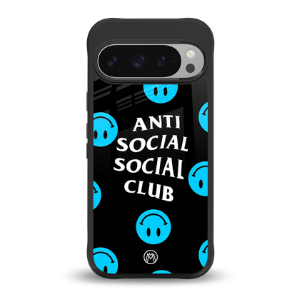 anti social social club x smileys back phone cover | glass case for google pixel 9 pro xl