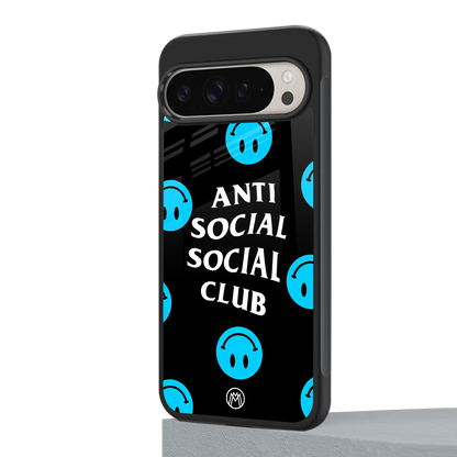 anti social social club x smileys back phone cover | glass case for google pixel 9 pro