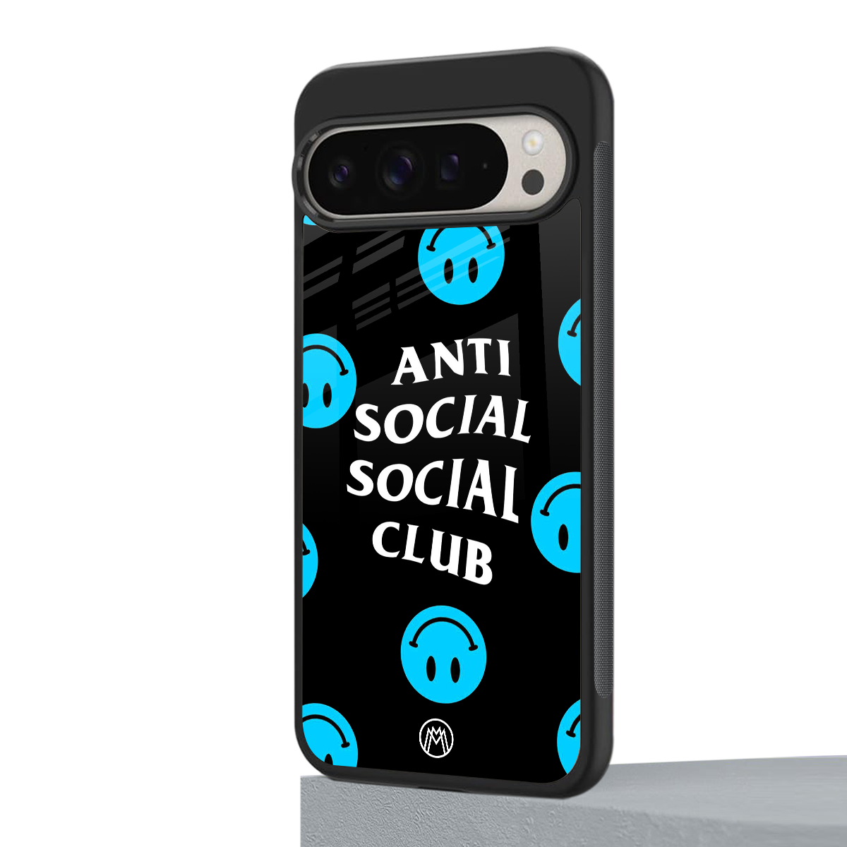anti social social club x smileys back phone cover | glass case for google pixel 9 pro xl