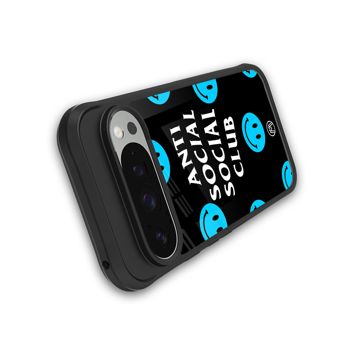 anti social social club x smileys back phone cover | glass case for google pixel 9 pro xl