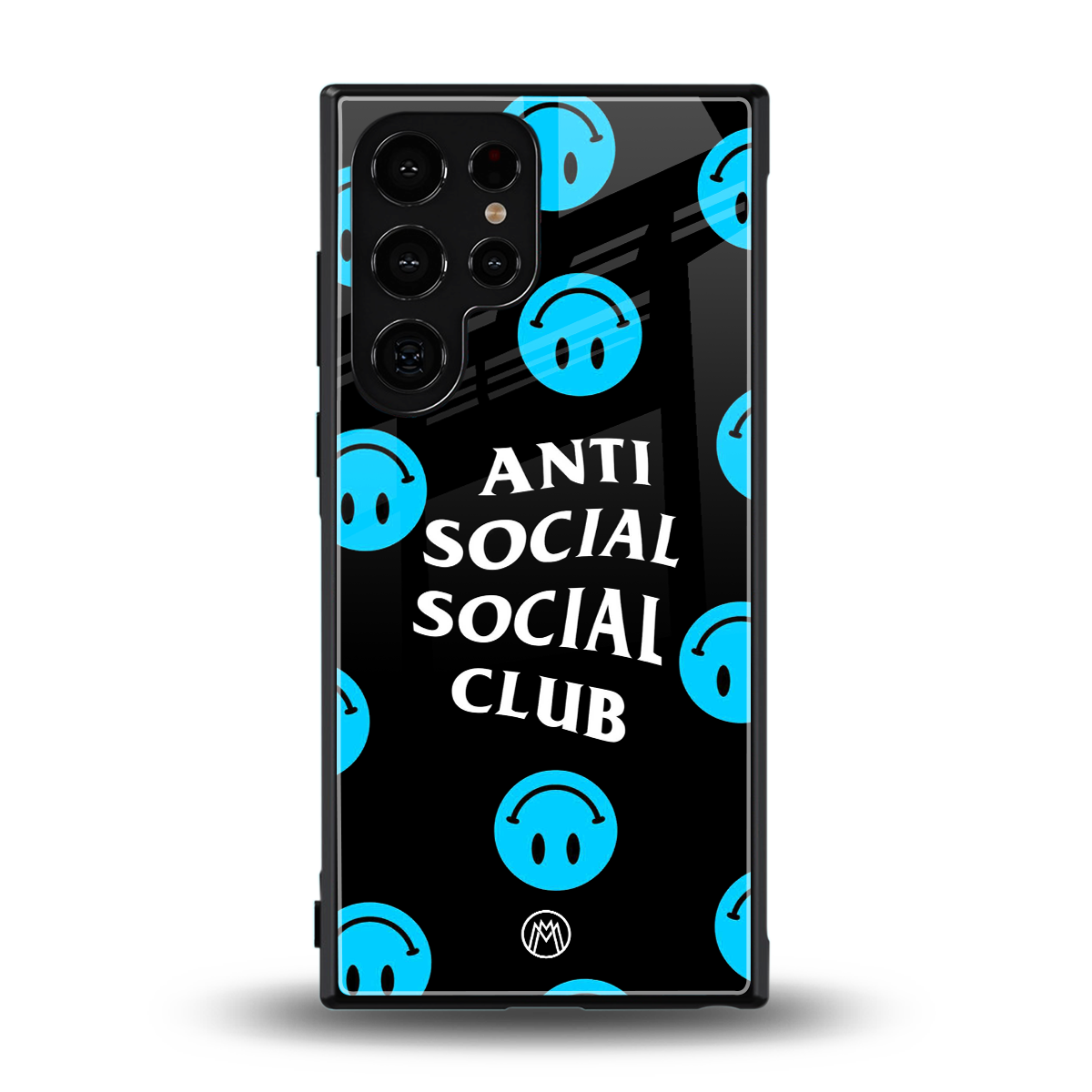 anti social social club x smileys back phone cover | glass case for samsung galaxy s24 ultra
