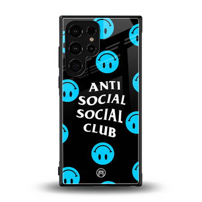 anti social social club x smileys back phone cover | glass case for samsung galaxy s24 ultra