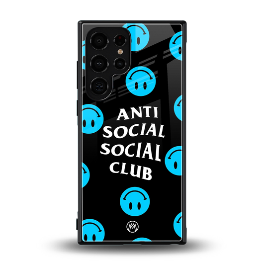 anti social social club x smileys back phone cover | glass case for samsung galaxy s24 ultra