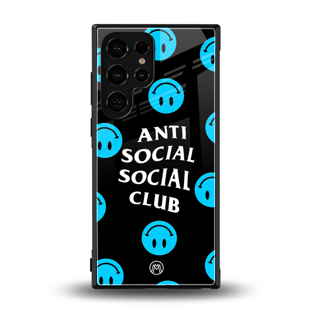 anti social social club x smileys back phone cover | glass case for samsung galaxy s23 ultra