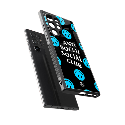 anti social social club x smileys back phone cover | glass case for samsung galaxy s24 ultra