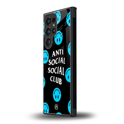 anti social social club x smileys back phone cover | glass case for samsung galaxy s24 ultra