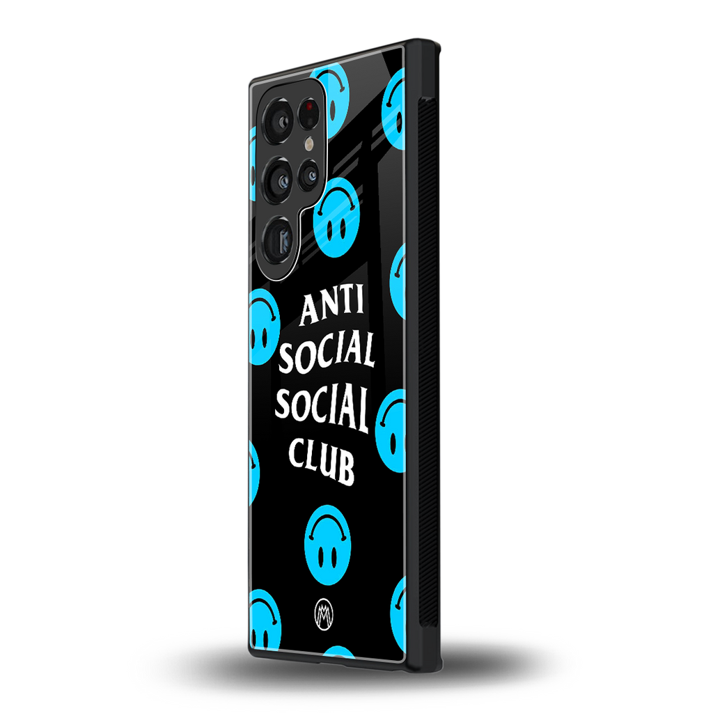 anti social social club x smileys back phone cover | glass case for samsung galaxy s23 ultra