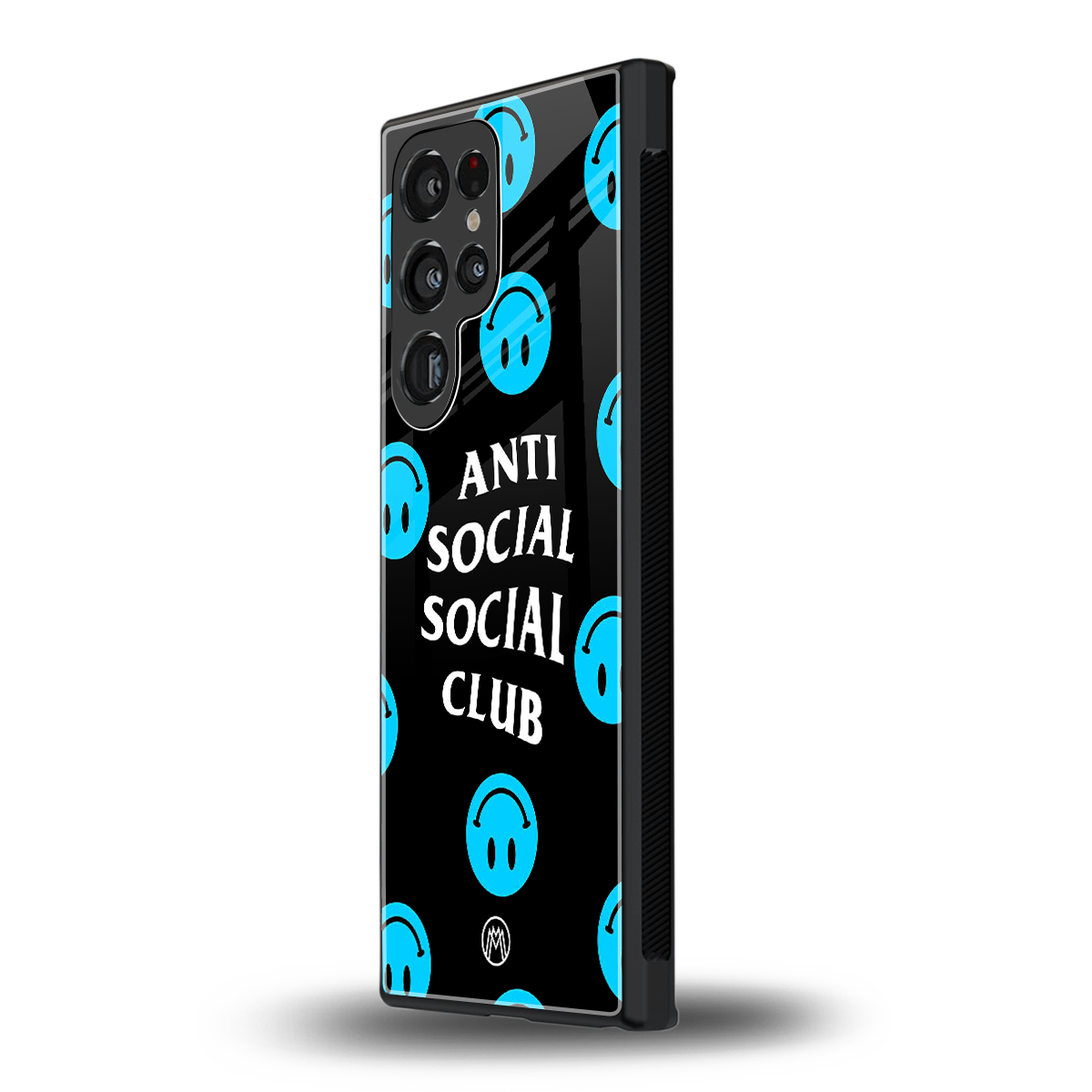 anti social social club x smileys back phone cover | glass case for samsung galaxy s23 ultra