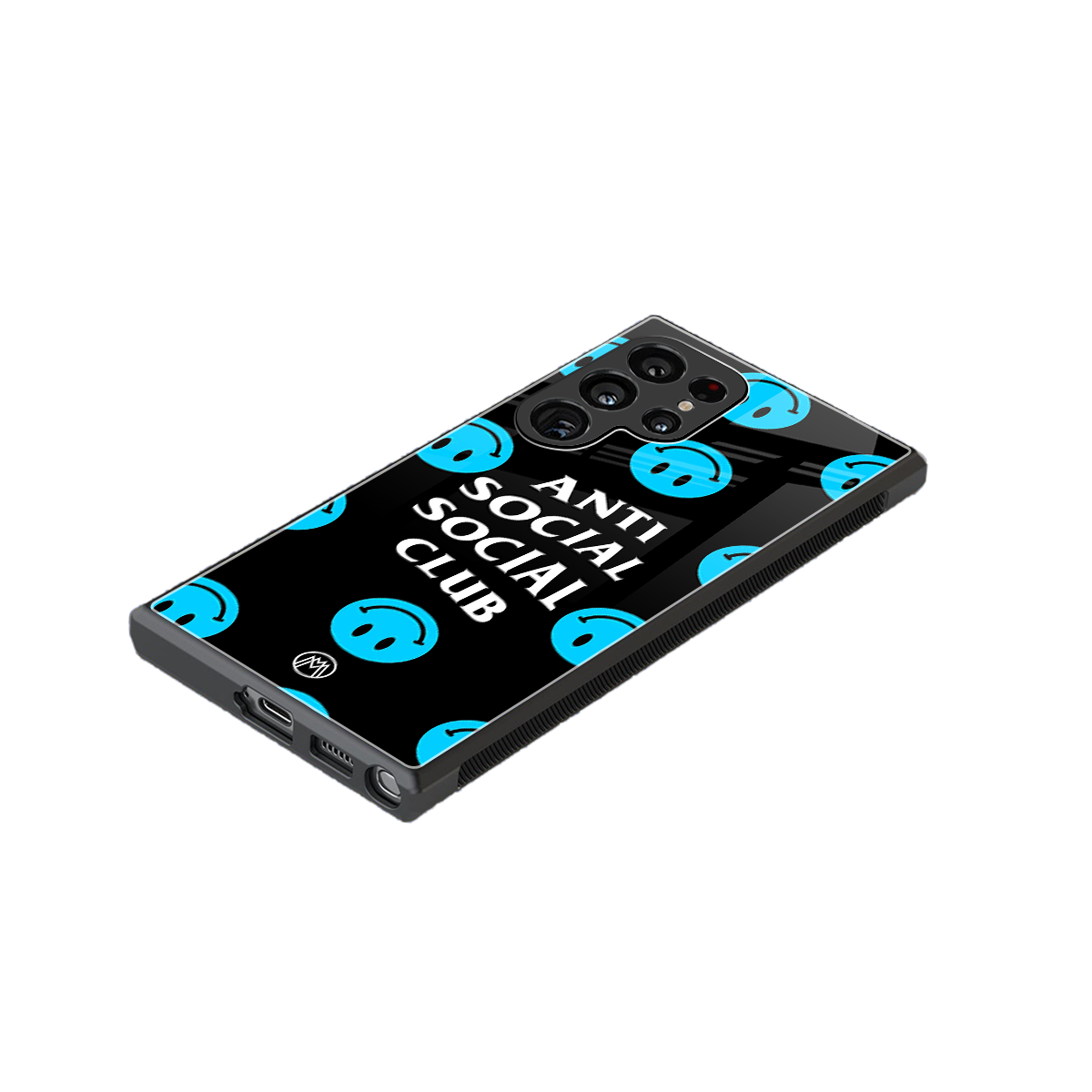 anti social social club x smileys back phone cover | glass case for samsung galaxy s24 ultra