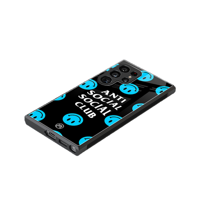 anti social social club x smileys back phone cover | glass case for samsung galaxy s24 ultra