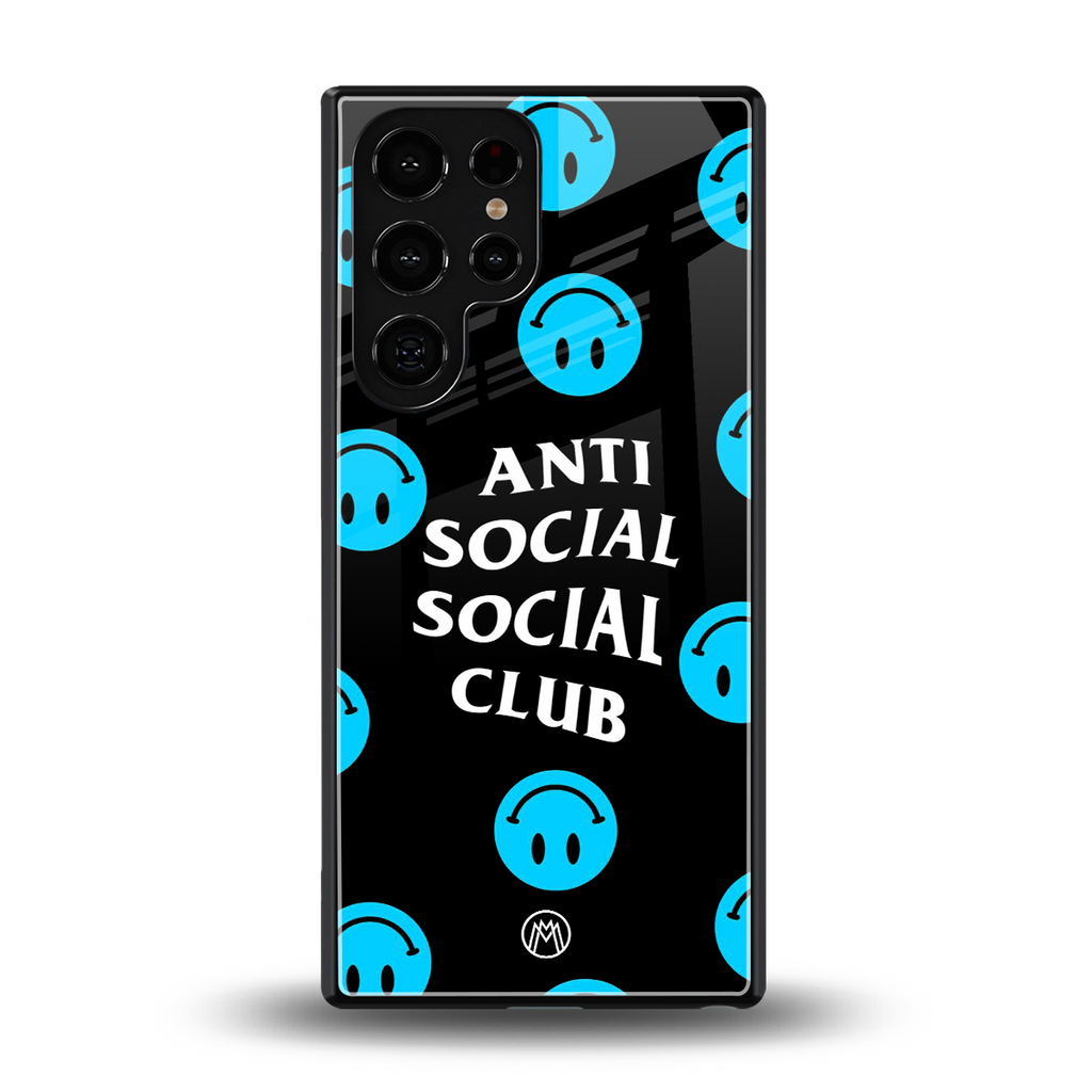 anti social social club x smileys back phone cover | glass case for samsung galaxy s25 ultra