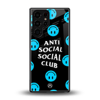 anti social social club x smileys back phone cover | glass case for samsung galaxy s25 ultra